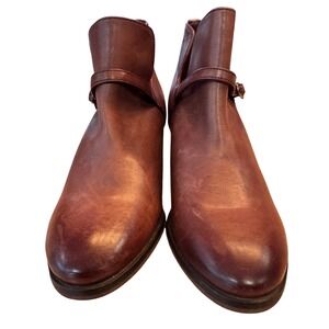 Sam Edelman Leather Ankle Boots Brown Buckle Strap Low Heel Women Size 6